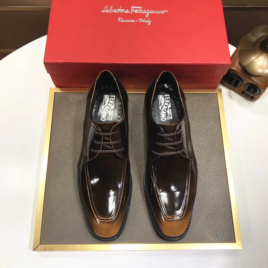 Men's shoes 💰480💰[Ferragamo/Ferragamo] The latest model in the counter, original imported cowhide fabric + sheepskin lining + original luxury metal buckle + original combination outsole, no pressure in comparison 38--44 (custom-made for 45, non-refundable)